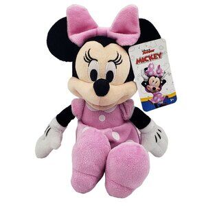 Minnie Mouse Disney Junior Plush Beanbag Doll Pink 11" Stuffed Toy Authentic NEW